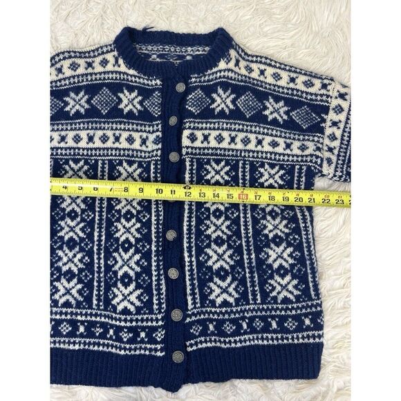 Vintage Womens XL Vintage Wool Cardigan Knit Sweater Button Up Fair Isle Nordic - Picture 4 of 9